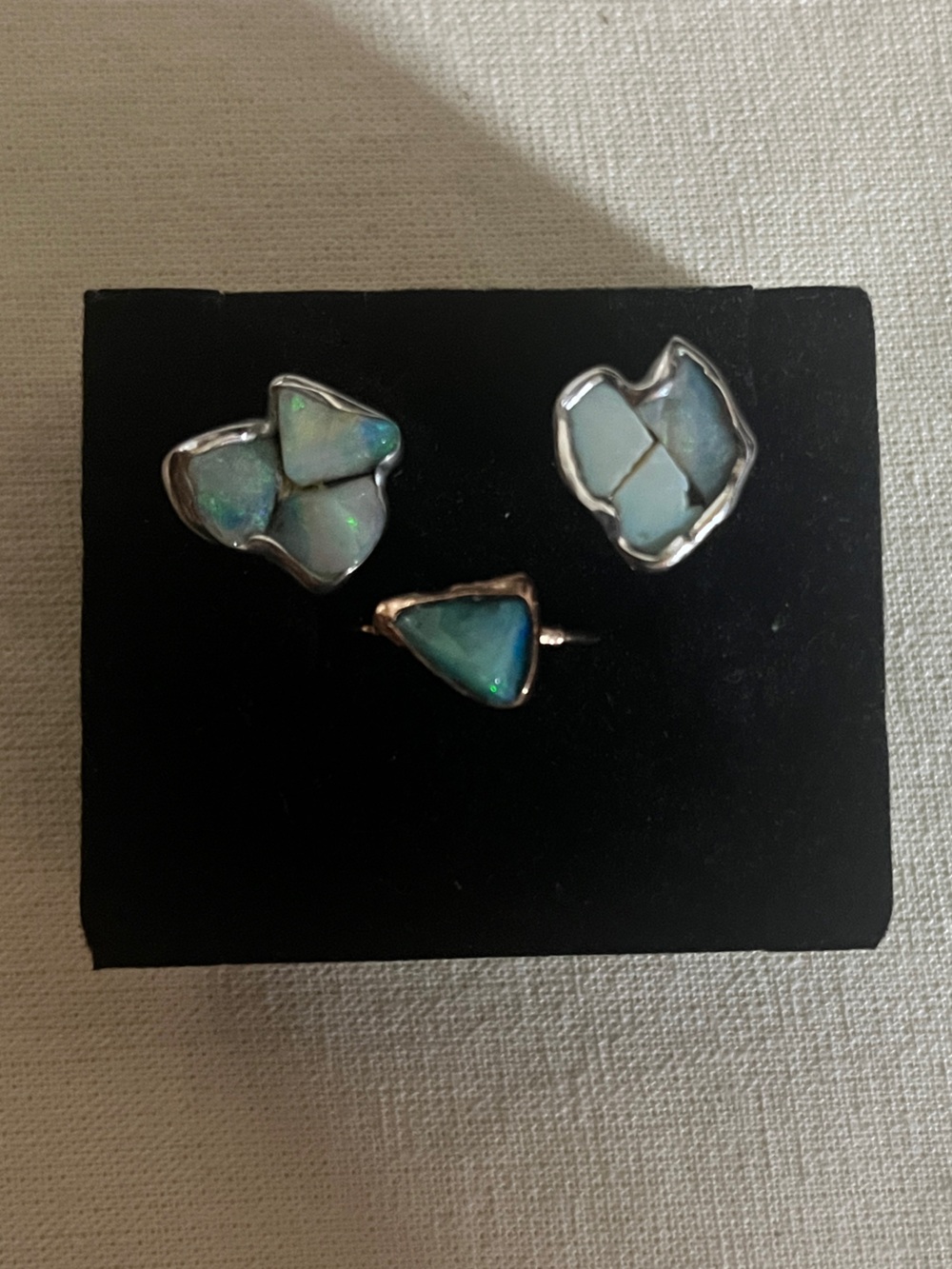 Ringcrush Ocean Opal 14K Rose Gold Filled Ring & Silver Flower Stud